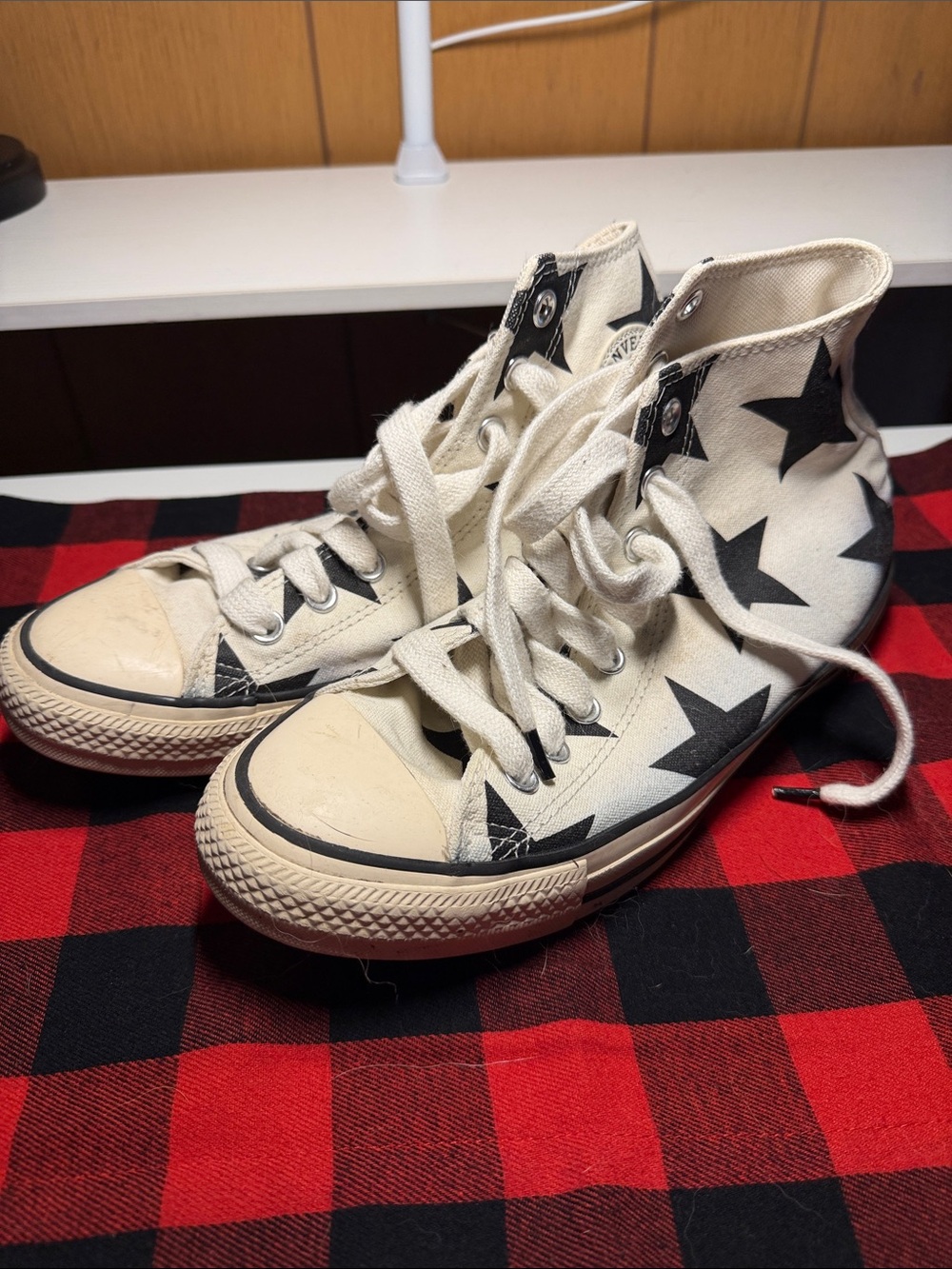 CTAS 9.5 W Stars Canvas Hi Top White Black Skater Shoes SK8 Sneakers Converse